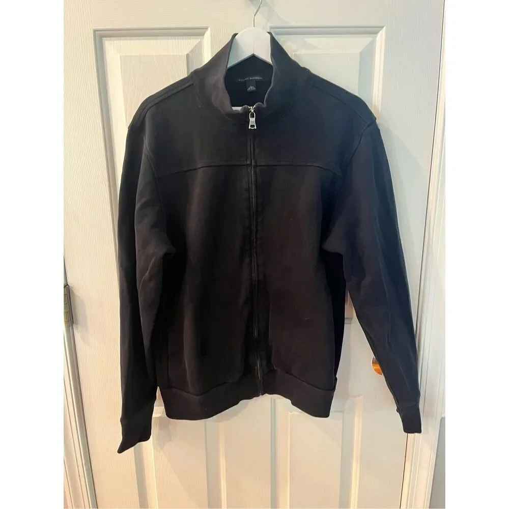 Banana Republic Black Heavy Full Zip Sweatshirt Jacket sz L EUC